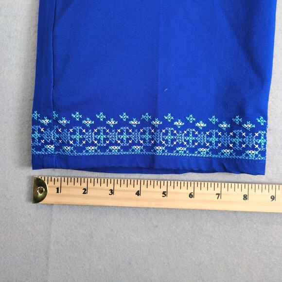 NWT Ruby Rd Blue Embroidered Capri Pants Women's 16 Comfort Waist 38x22.5" Boho - Picture 6 of 10